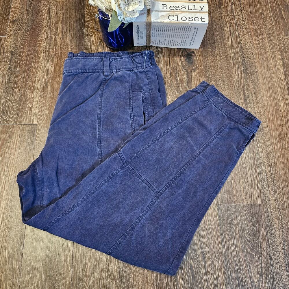Eileen Fisher Pants Blue Lantern Tapered Button Ankle Trouser Pant Medium